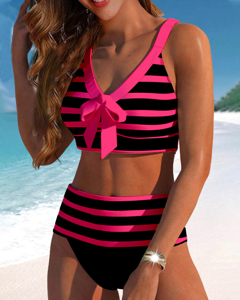 Bikinier med høy midje stripe