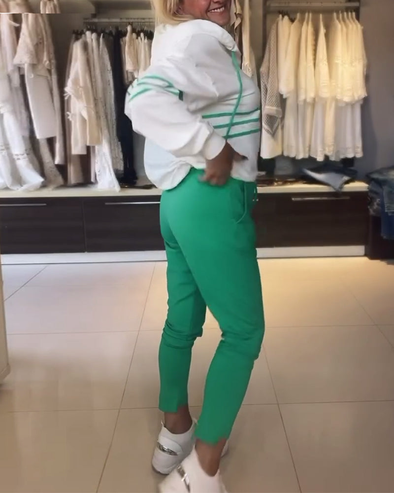 To-delt sæt | Stribet hættetrøje og bukser