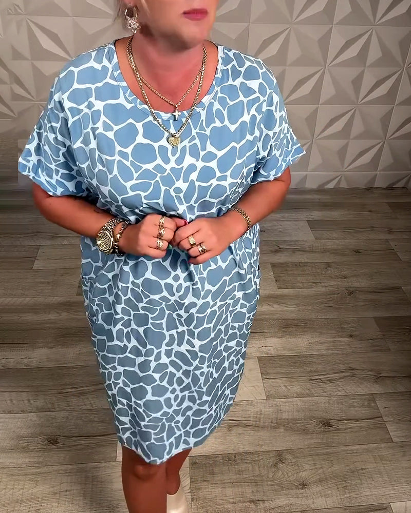 Kjole afslappet med print og rund hals