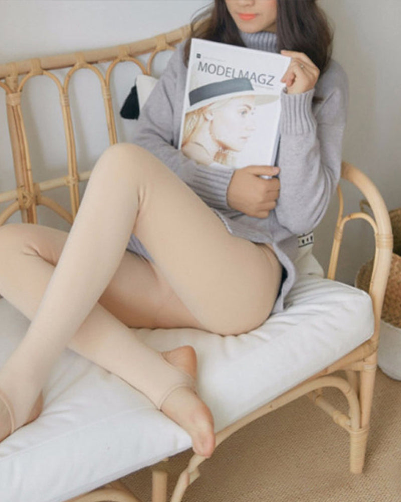 Gennemsigtige, varme plysforede elastiske tights