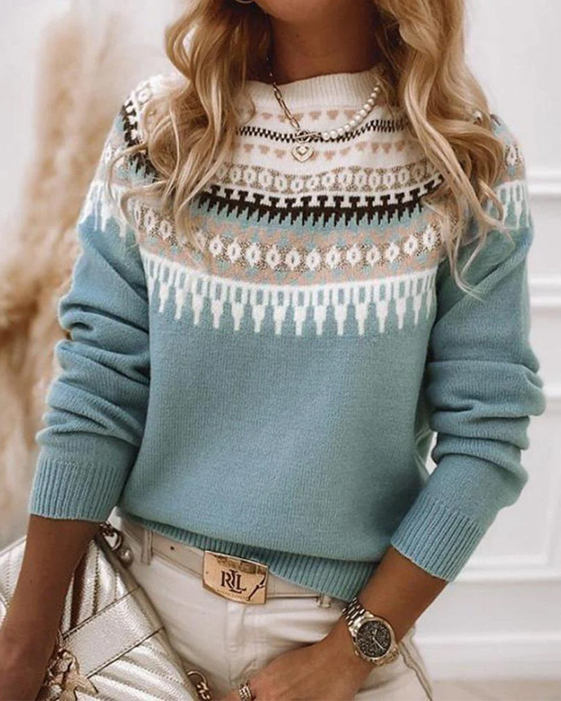 Langærmet sweater med trykt trøje