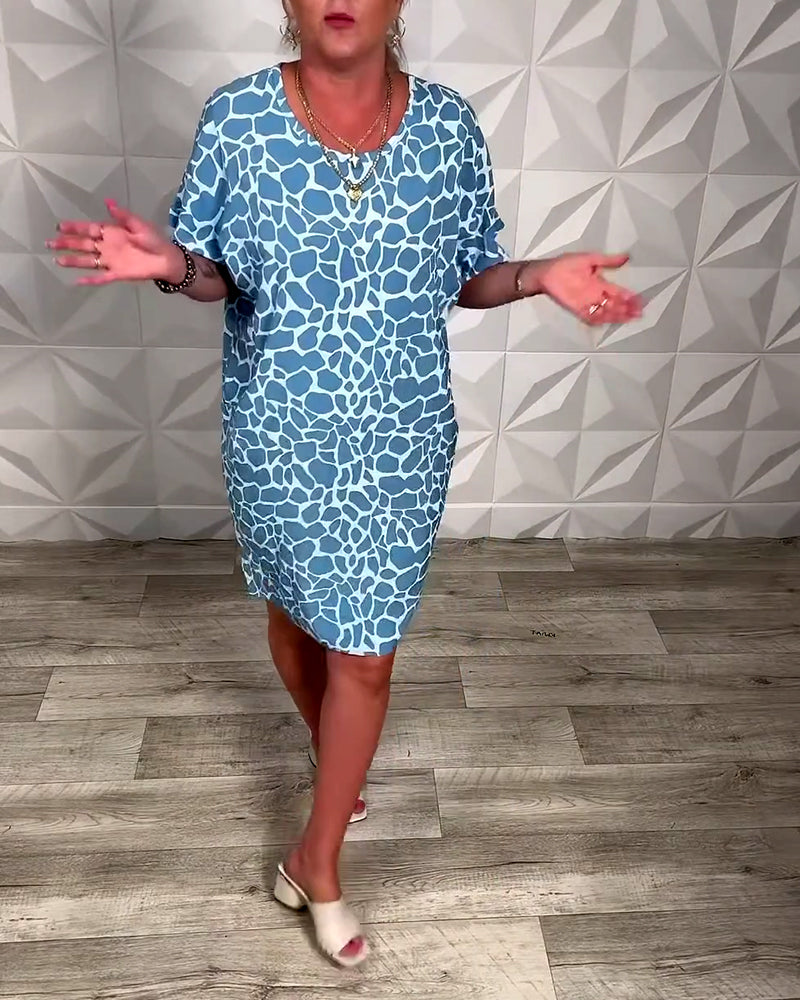 Kjole afslappet med print og rund hals