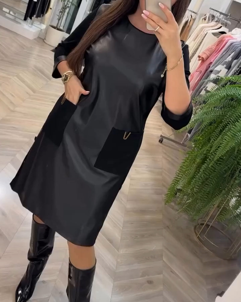 Kjole fashion patchwork lommeskift