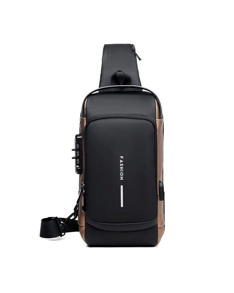 Tyverisikret brysttaske med kodelås