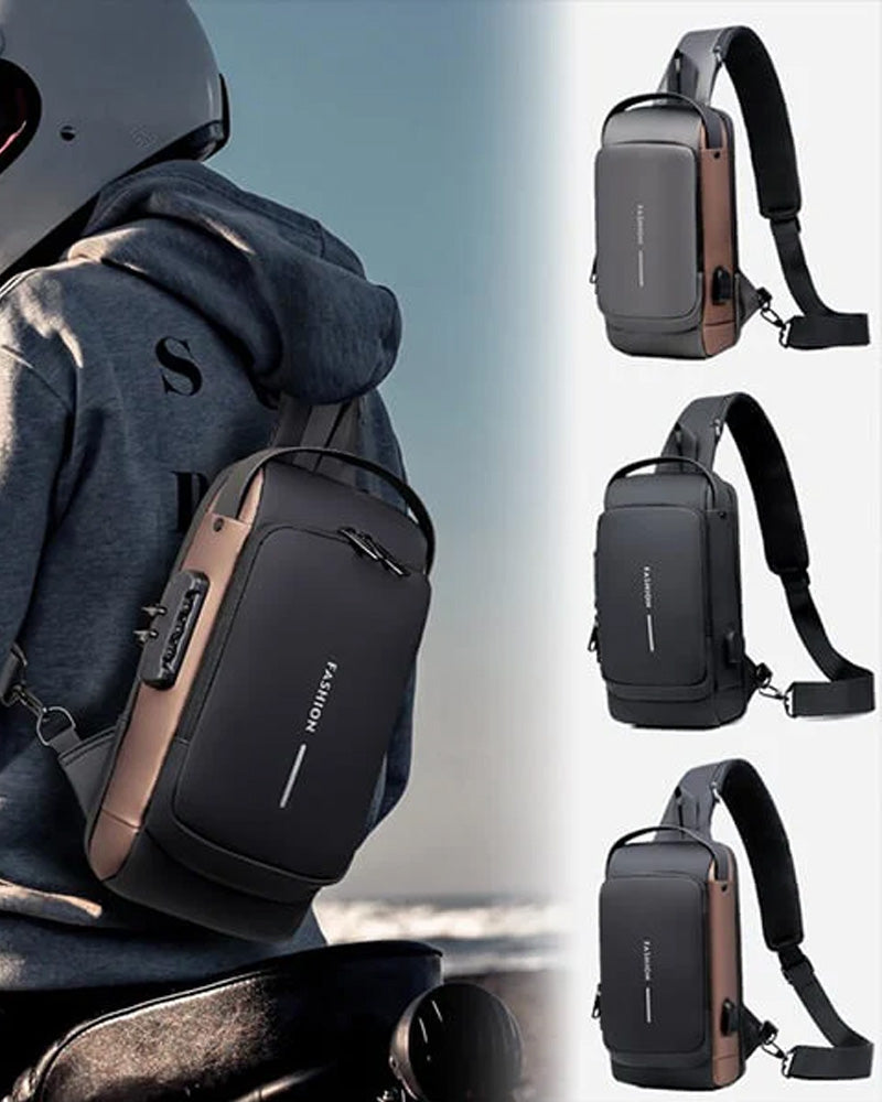 Tyverisikret brysttaske med kodelås