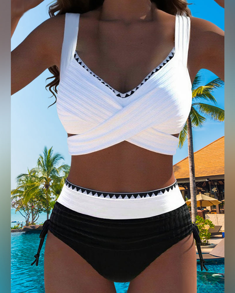 Bikini Casual Kontrastfarve Syning To Dele
