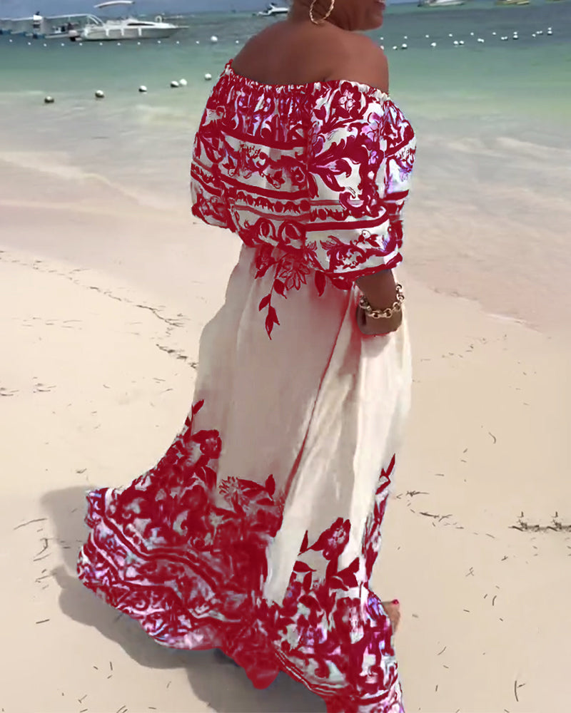 Kjole Off-Shoulder Trykt Resort