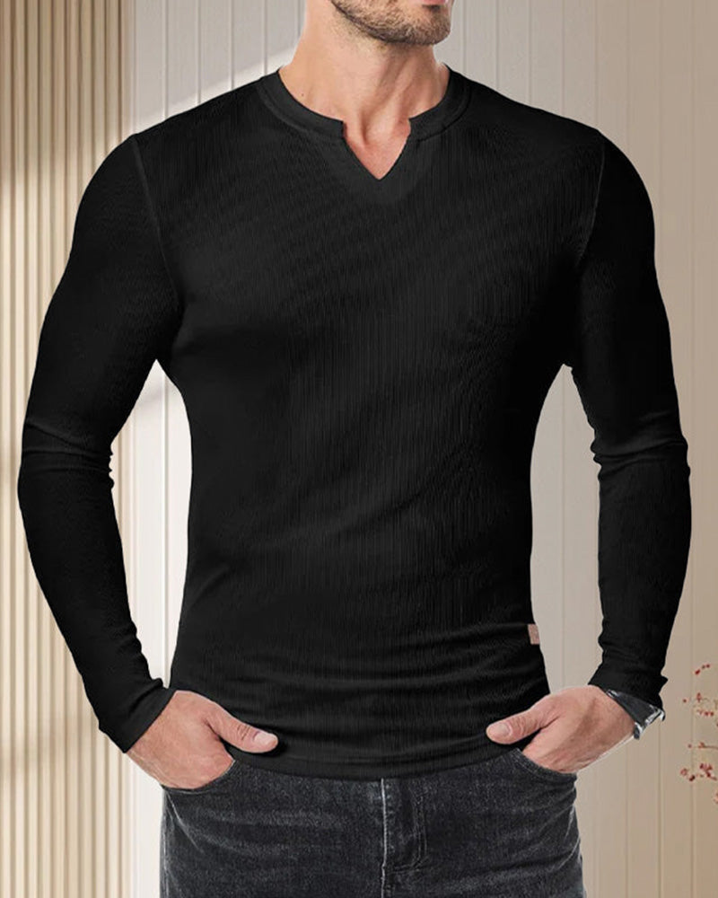 Mænds slim fit v-hals langline muskelskjorte