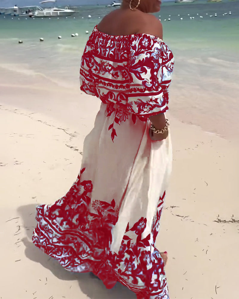 Kjole Off-Shoulder Trykt Resort