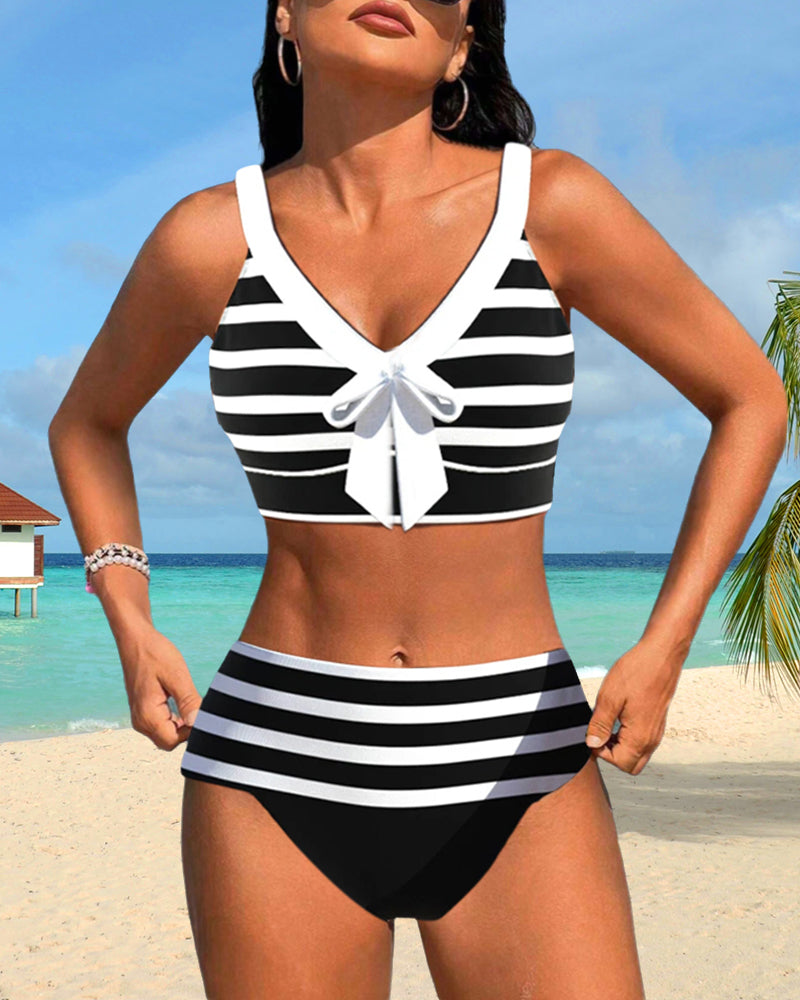 Bikinier med høy midje stripe