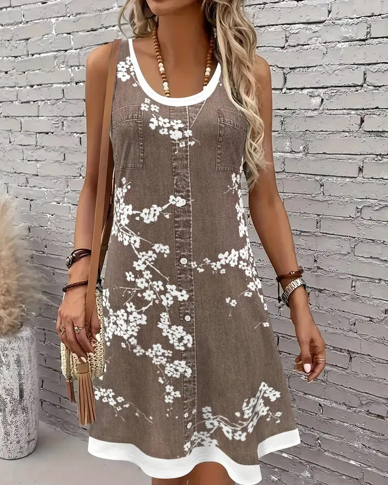 Kjole Casual Ærmeløs Vest Print