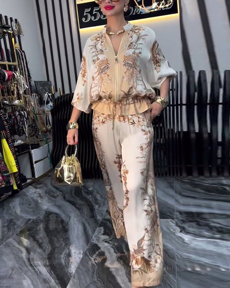 Bredbenet Jakkesæt Temperament Stående Krave Lynlås