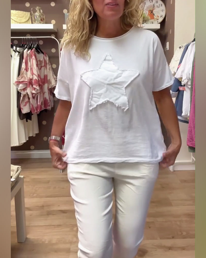 T-shirt med afslappet løs hals