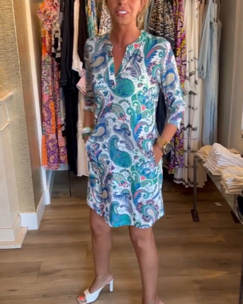 Kjole med paisley-print og lommer