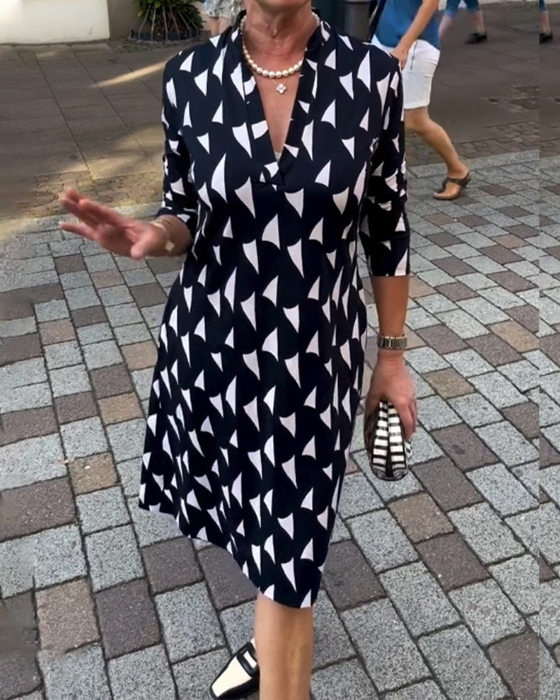 Kjole Elegant Trekantmønster Print