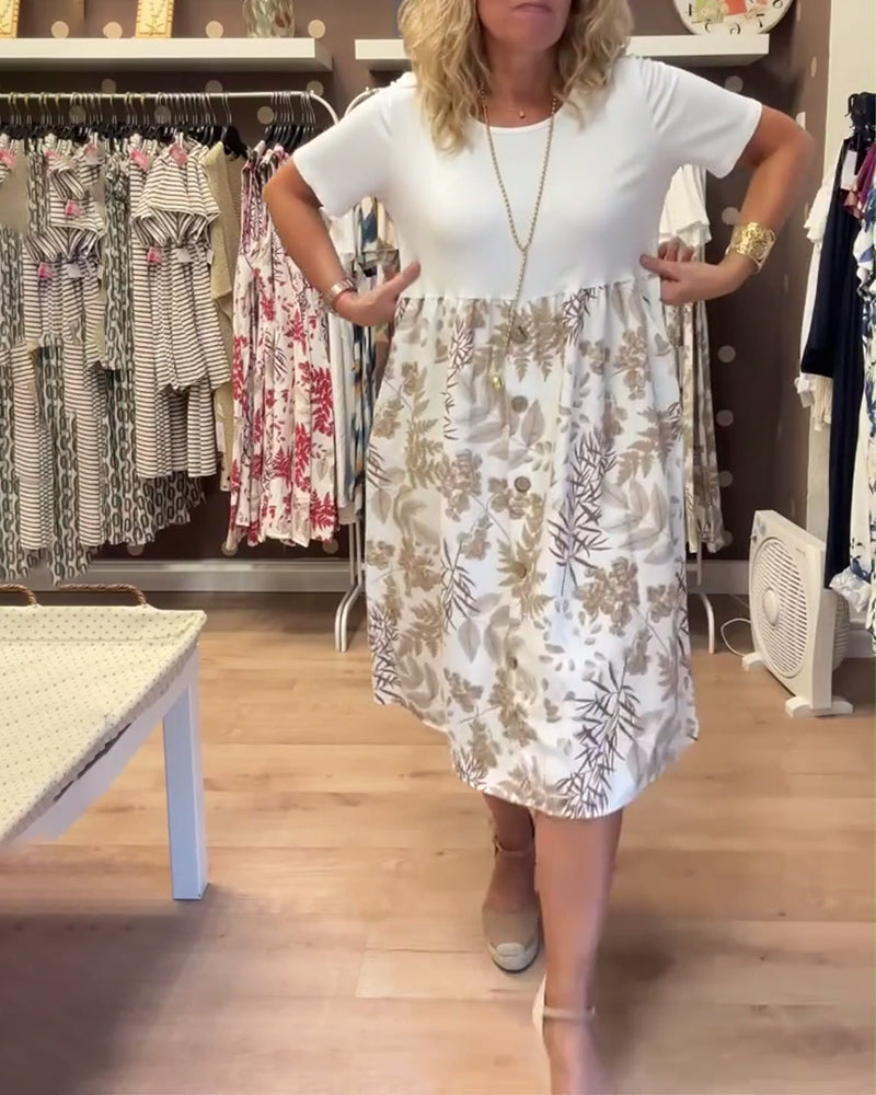 Kjole afslappet temperament trykt rund hals