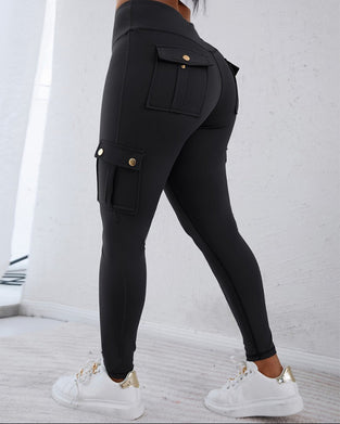 Højtaljede slim fit cargopants