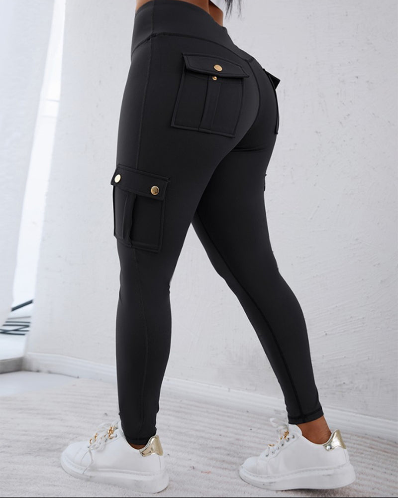 Højtaljede slim fit cargopants
