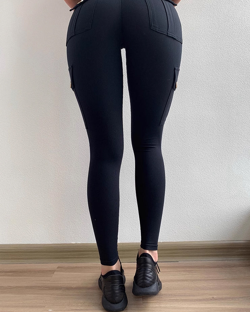Højtaljede slim fit cargopants