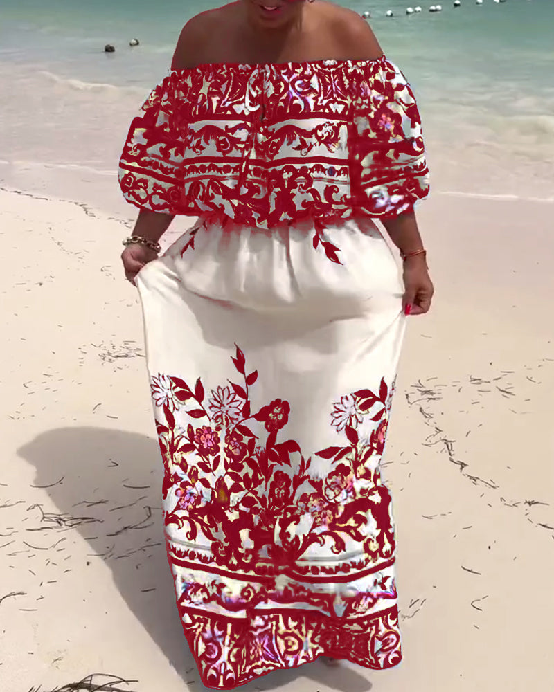 Kjole Off-Shoulder Trykt Resort