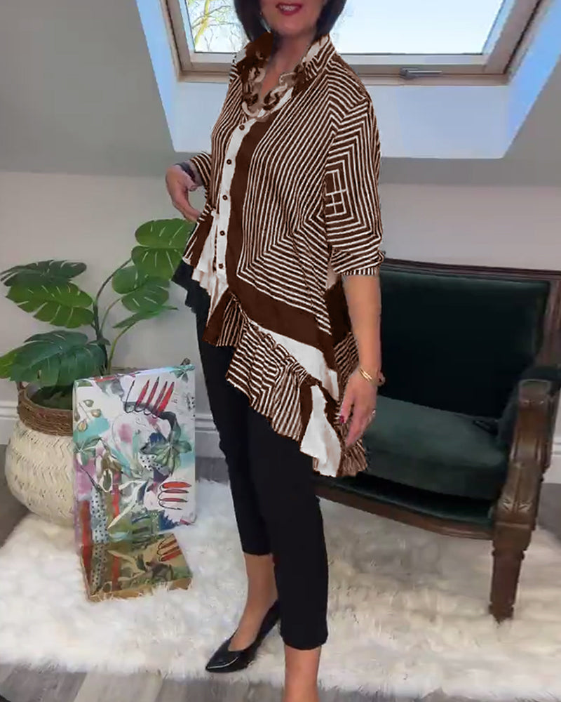 Patchworkskjorte i uregelmæssig stil