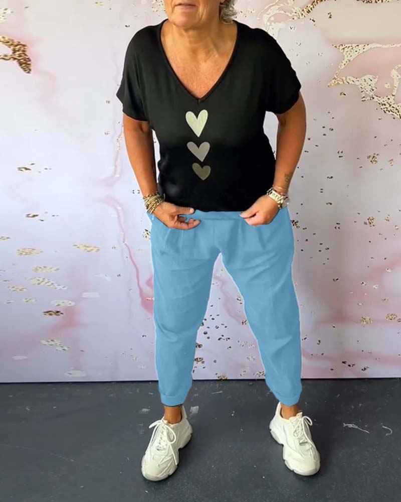 Ensfarvede loungewear bukser med elastisk talje