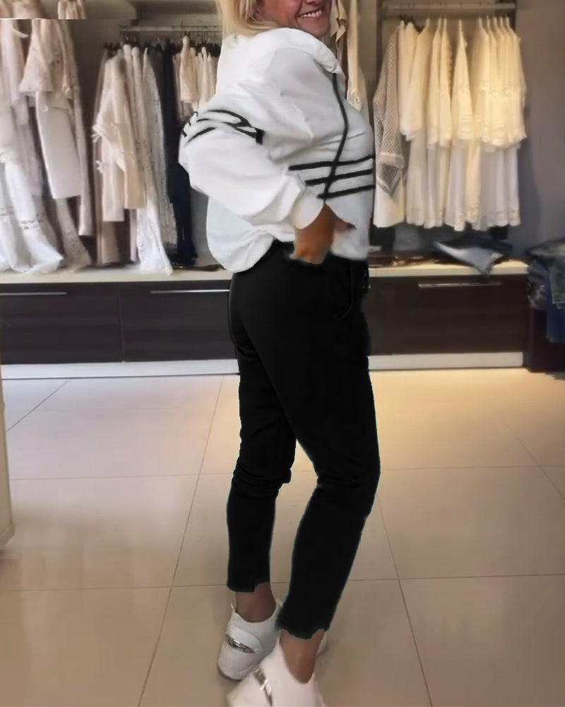 To-delt sæt | Stribet hættetrøje og bukser