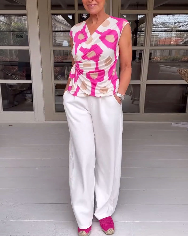 Tanktop med print og knudedesign