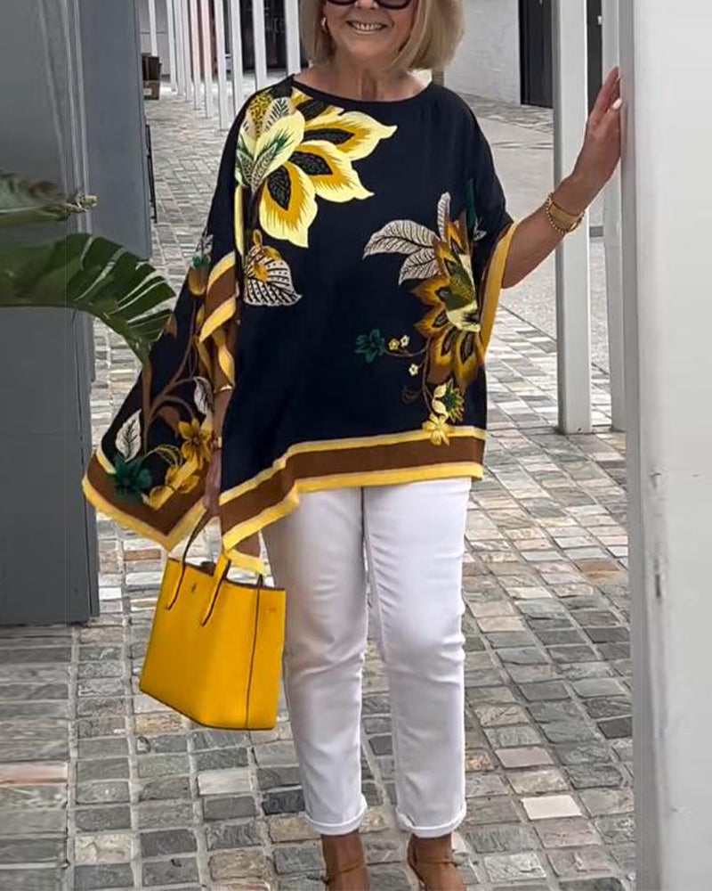Løs Afslappet Bluse Med Print