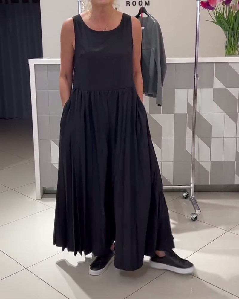 Jumpsuit Ærmeløs Plisseret Vid Ben