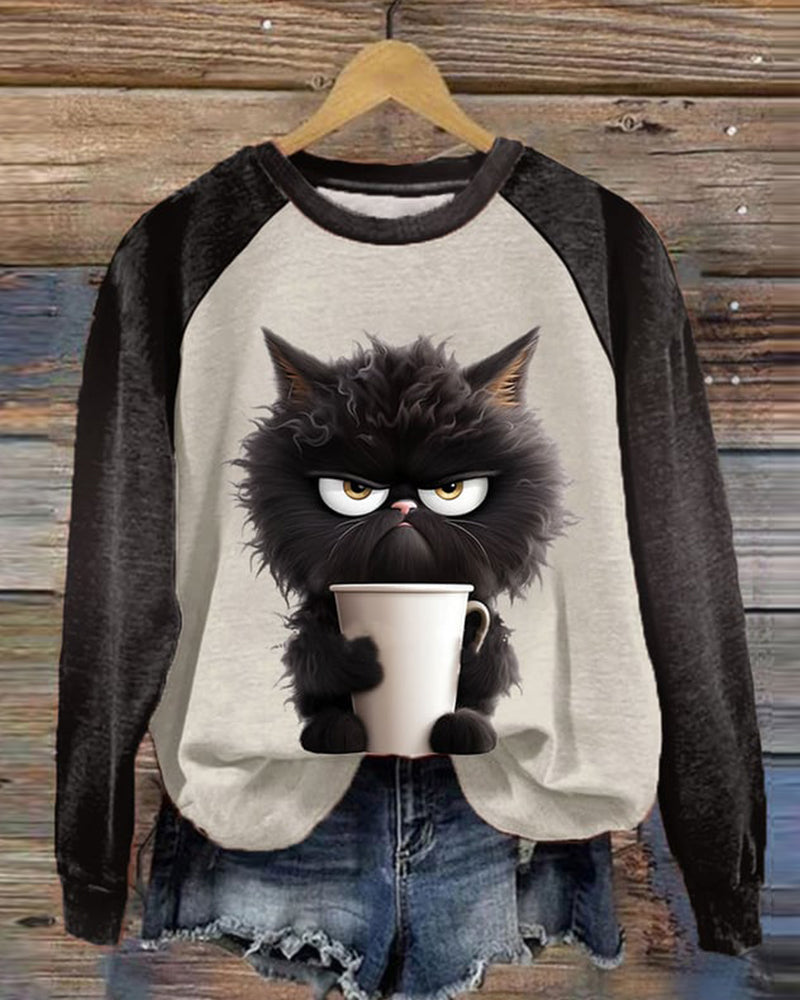 Sweatshirt med kattemotiv