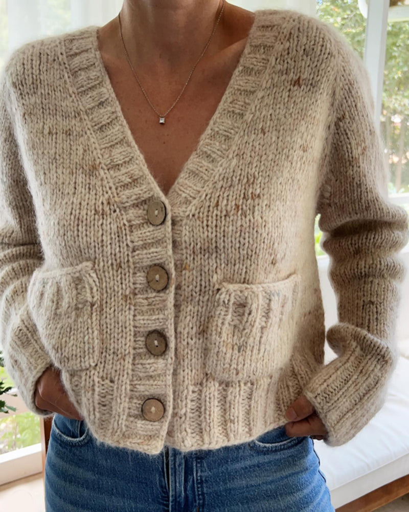 Afslappet strikcardigan med knapper