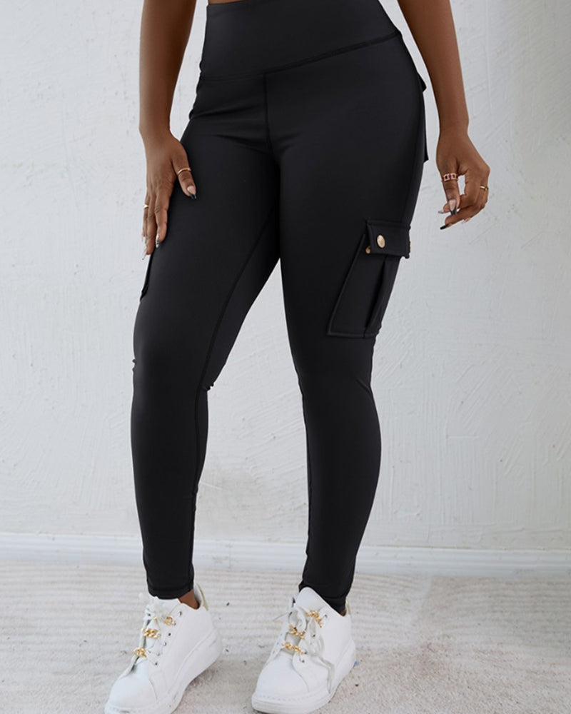 Højtaljede slim fit cargopants