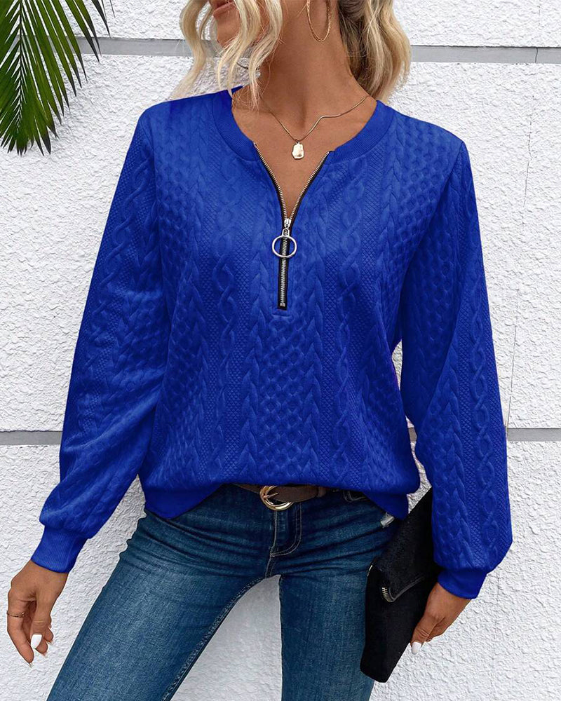 Langærmet lyserød sweatshirt med lynlås