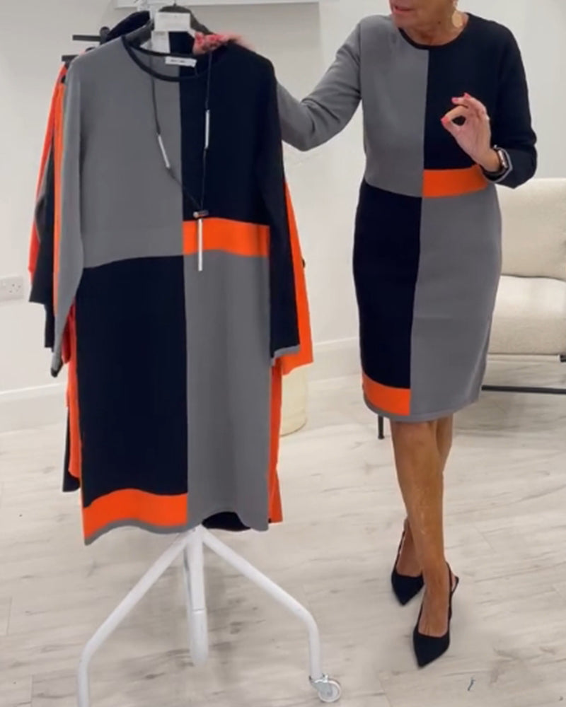 Farveblok kjole i kontrastfarver