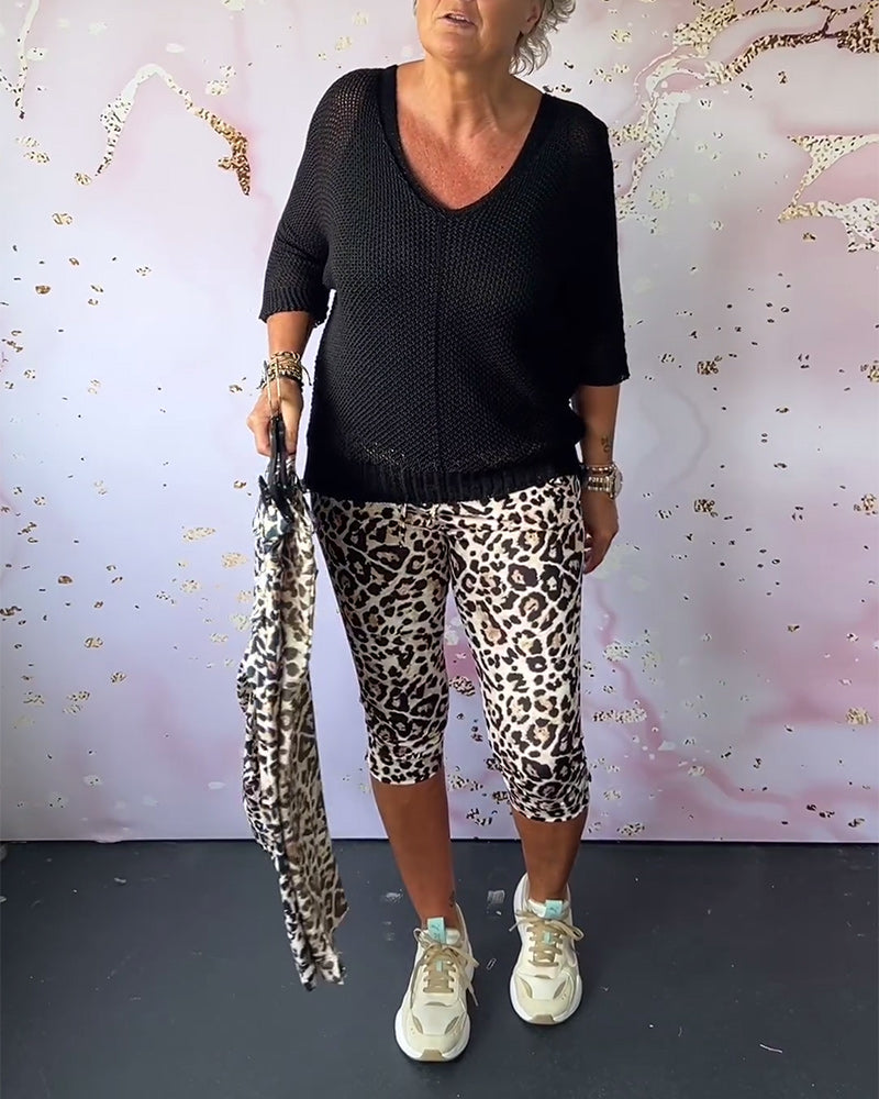 Slim fit leopardprint pedal pants