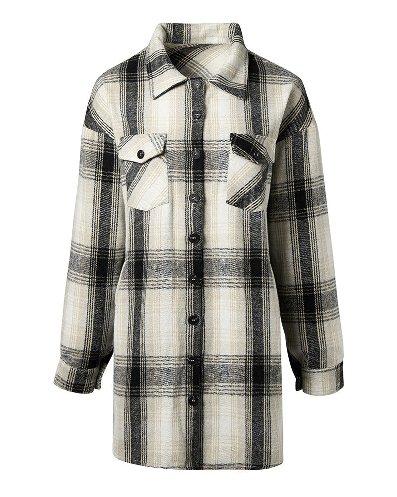 Lang ternet skjorte med lommer