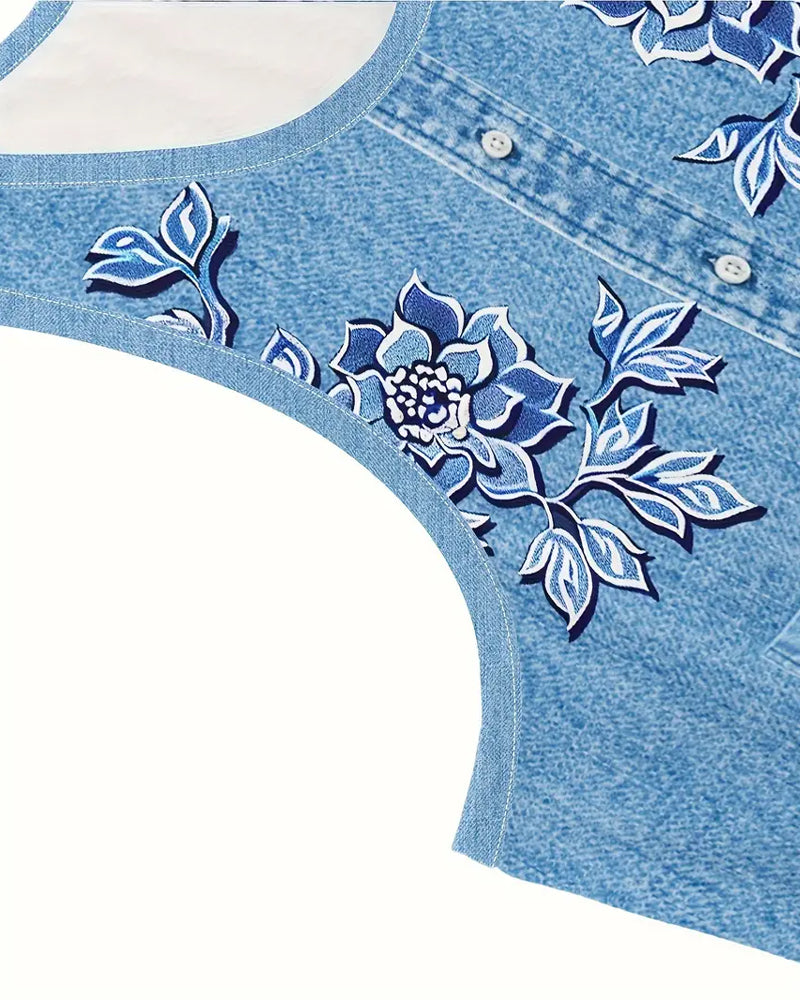 Kjole Ærmeløs Imitation Denim