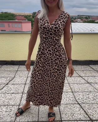 Ærmeløs Kjole Med Leopardmønster
