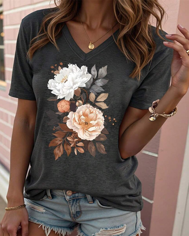 T-Shirt Korte Ærmer Casual Trykt