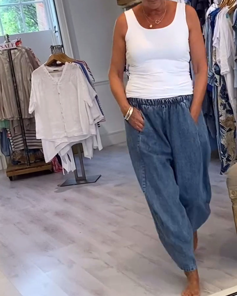 Afslappede Jeans Med Elastisk Talje