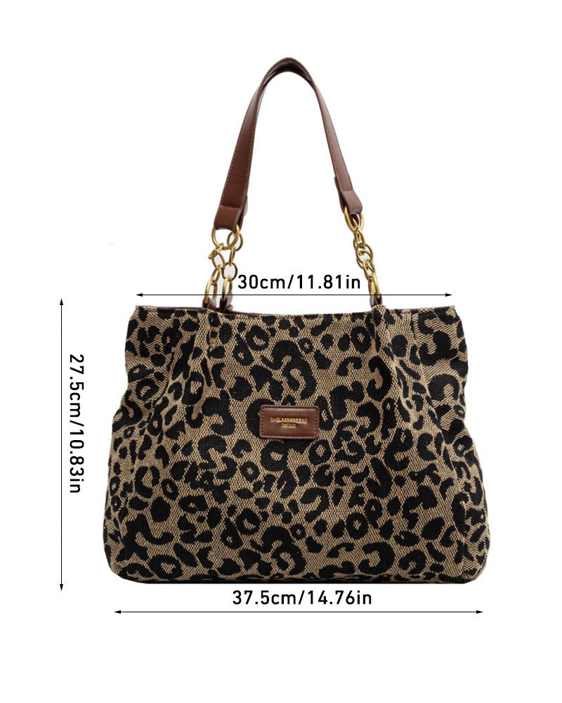 Leopardprint skulder- og underarmstaske