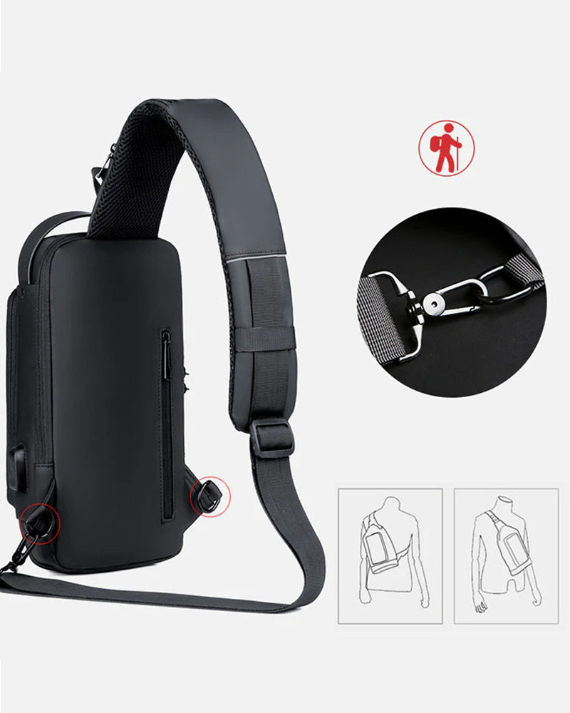 Tyverisikret brysttaske med kodelås