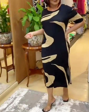 Kjole med print og slids