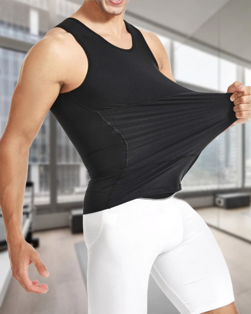Ensfarvet tanktop i tætsiddende pasform (Herre)