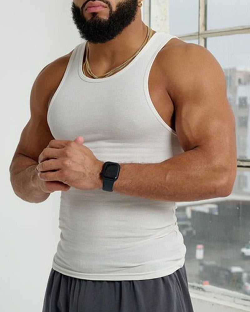 Ensfarvet tanktop (Herre)