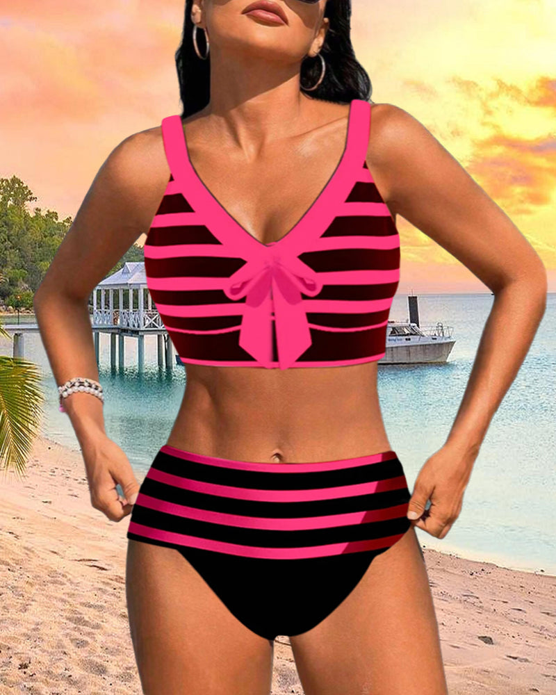 Bikinier med høy midje stripe