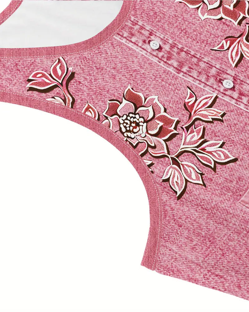 Kjole Ærmeløs Imitation Denim