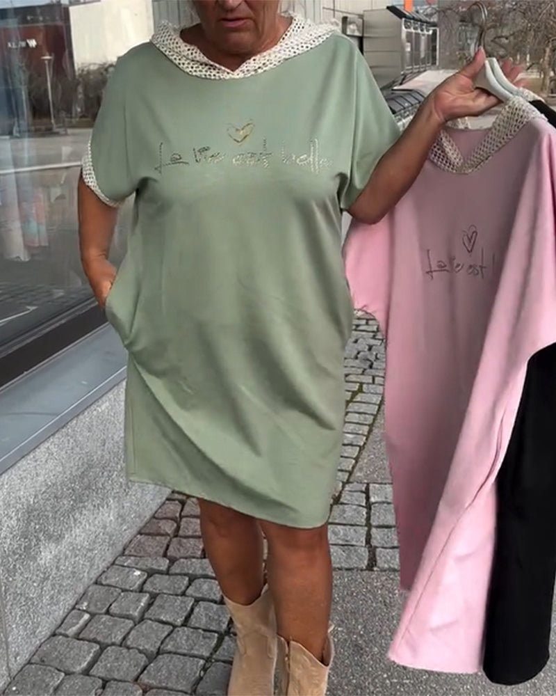 Kjole Afslappet Løs Med Hætte