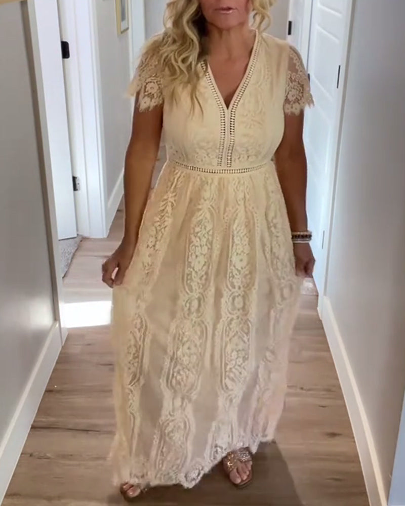 Kjole V-Hals Elegant Spidsliv
